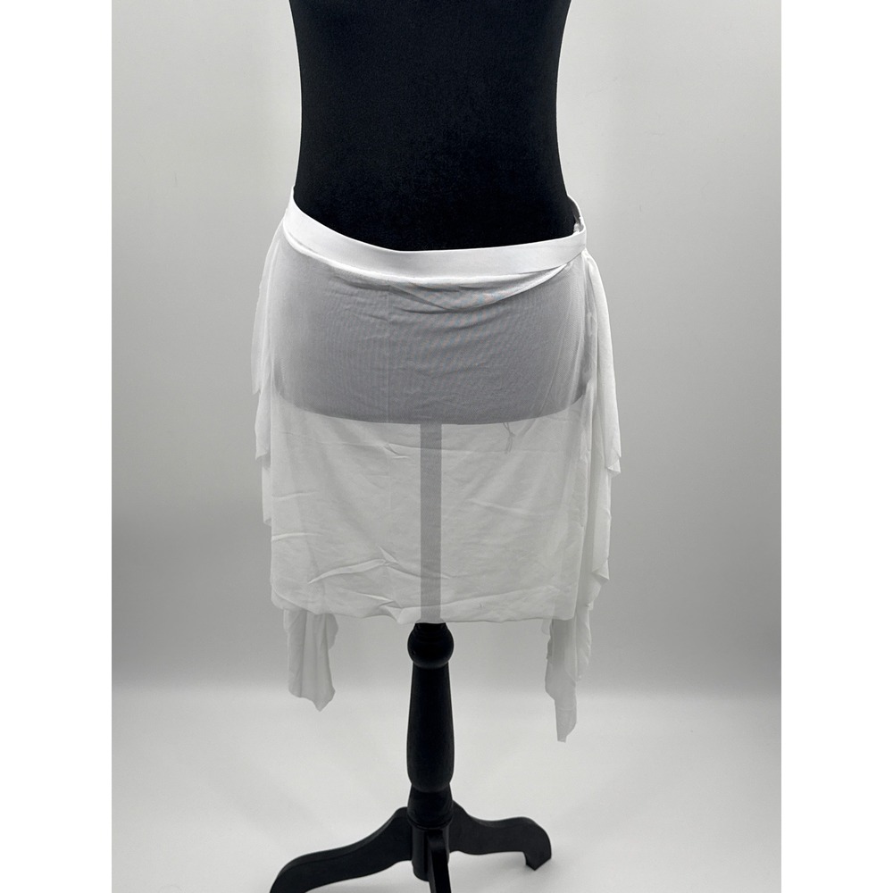 Mermaid Swimwear White Mesh Ruffle Swimsuit Cover Up Skirt L/XL NWT
